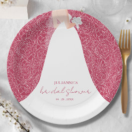 Plato De Papel Elegante Bride Bridal Shower Magenta
