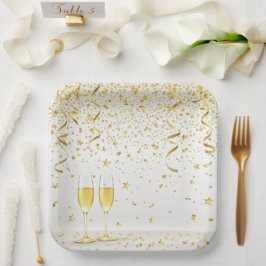 Plato De Papel Elegante brillo de fiesta – Diseño de celebración