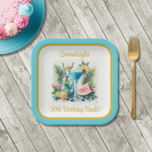 Plato De Papel Elegante Brunch Blueberry 30° cumpleaños