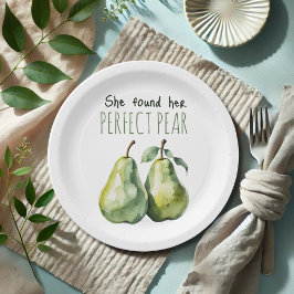 Plato De Papel Elegante Brunch verde Perfecto Pear Bridal Ducha