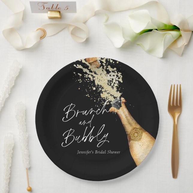 Plato De Papel Elegante Brunch y ducha Bubbly Bridal (Boda)