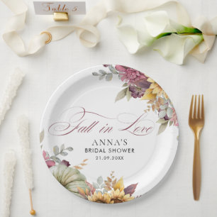 Plato De Papel Elegante Caída Enamorada Ducha De Novias