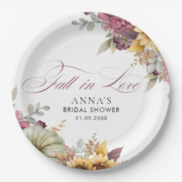 Plato De Papel Elegante Caída Enamorada Ducha De Novias