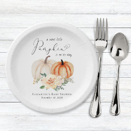 Plato De Papel Elegante calabaza Floral acuarela Baby Shower