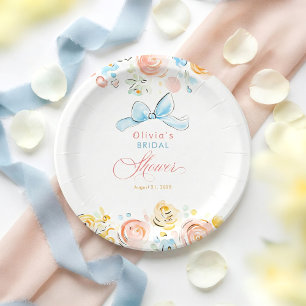 Plato De Papel Elegante Caprichoso Bridal Shower Dibujado a Mano