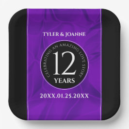 Plato De Papel Elegante celebración del 12º Aniversario del Boda 