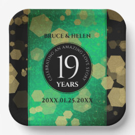 Plato De Papel Elegante celebración del 19° Aniversario del Boda