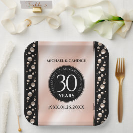 Plato De Papel Elegante celebración del 30° Aniversario de la Bod