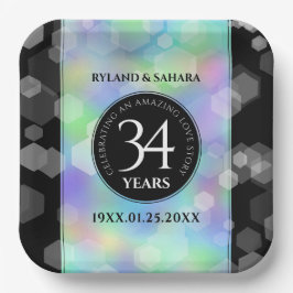 Plato De Papel Elegante celebración del 34° Aniversario del Boda
