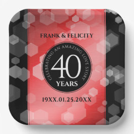 Plato De Papel Elegante celebración del 40° Aniversario del Boda 