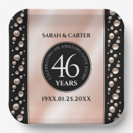 Plato De Papel Elegante celebración del 46° Aniversario de la Bod