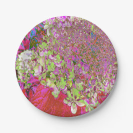 Plato De Papel Elegante Chartreuse Verde, Rosa y Azul Hydrangea