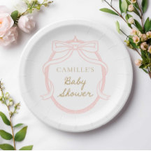 Elegante Chica de Bow Rosa Baby Shower