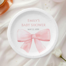 Elegante Chica Rubor Pink Pastel Bow Baby Shower