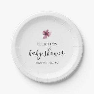 Plato De Papel Elegante Chica simple morado Baby Shower