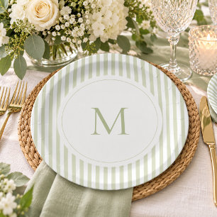 Plato De Papel Elegante Clásico Bridal Shower de Monograma de Ray