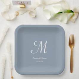 Plato De Papel Elegante cóctel de fiesta de bodas de monograma az