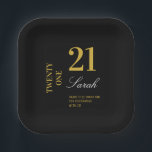 Plato De Papel Elegante cóctel Fiesta Black & Gold 21st Birthday<br><div class="desc">Elegante dorado y negro 21 cumpleaños Fiesta de copas de papel</div>