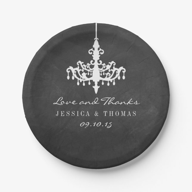 Plato De Papel Elegante colección de Bodas de Chalkboard (Anverso)