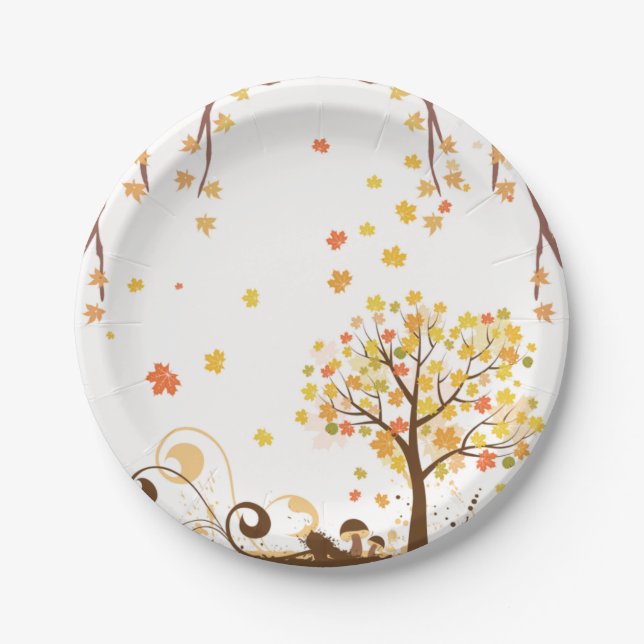 Plato De Papel Elegante colección de Bodas florales de otoño (Anverso)