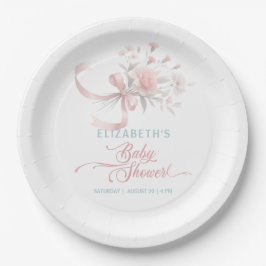 Plato De Papel Elegante color de agua Flor Bouquet Baby Shower
