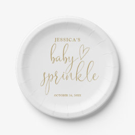Plato De Papel Elegante Corazón de Oro Letra Script Fiesta de Spr