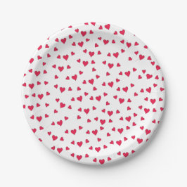 Plato De Papel Elegante Corazón Divertido Rojo Sencillo Minimalis