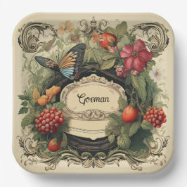 Plato De Papel Elegante Cottagecore Garden Berries personalizado