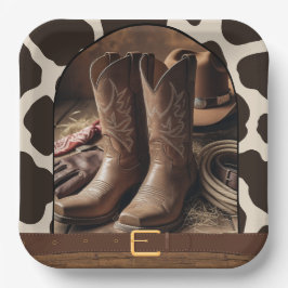 Plato De Papel Elegante Cowgirl Boots Baby Shower