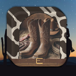 Plato De Papel Elegante Cowgirl Boots Baby Shower