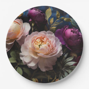 Plato De Papel Elegante cuadro floral vintage