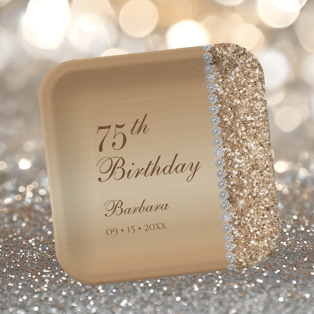 Plato De Papel Elegante Cumpleaños 75 de Oro (Subido por el creador)
