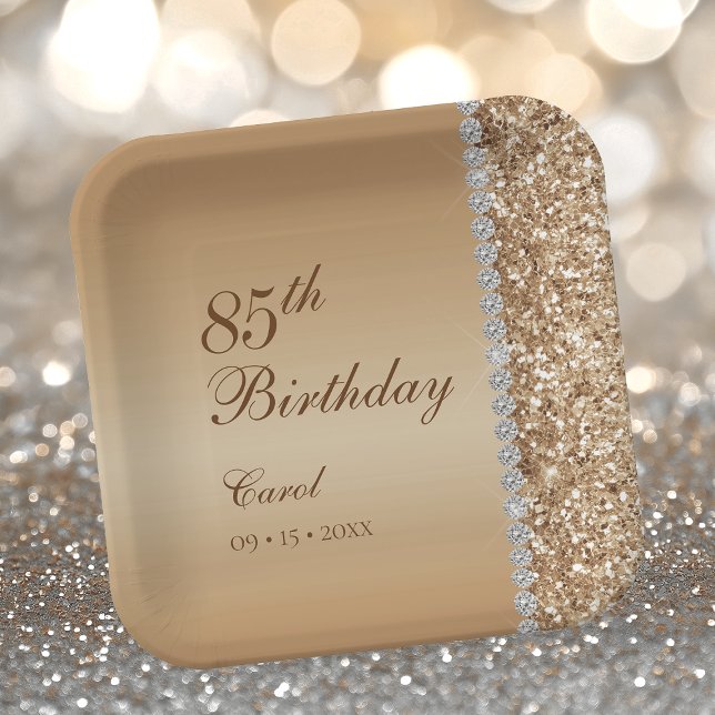 Plato De Papel Elegante Cumpleaños 85 de Oro (Subido por el creador)