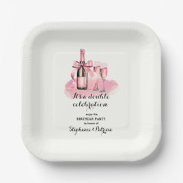 Plato De Papel Elegante cumpleaños conjunto de celebración doble 