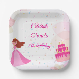 Plato De Papel Elegante cumpleaños de princesa de Disney