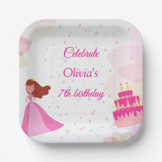 Plato De Papel Elegante cumpleaños de princesa de Disney