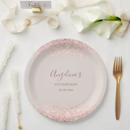 Plato De Papel Elegante cumpleaños de Rubor espumoso