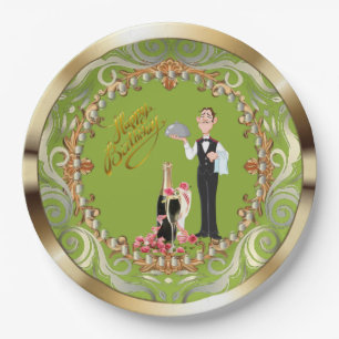 Plato De Papel Elegante cumpleaños Funny Butler
