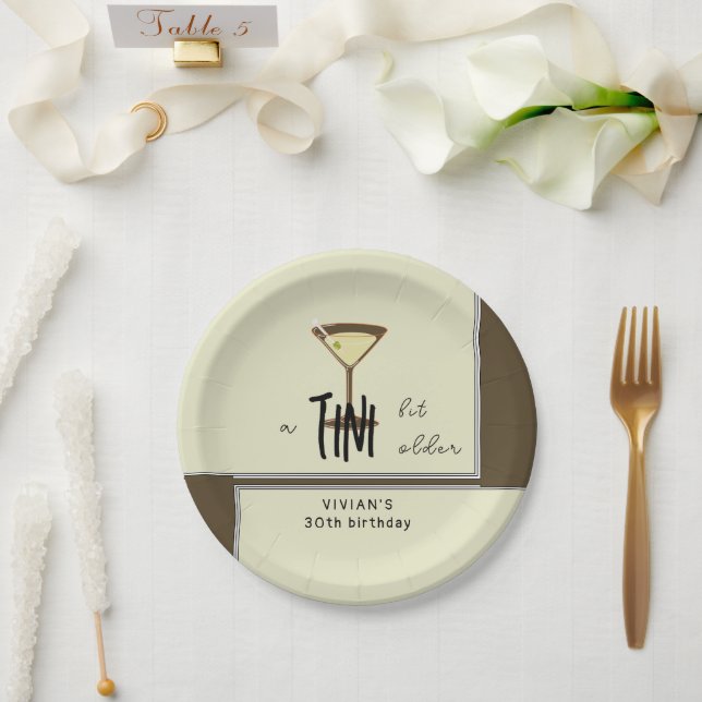 Plato De Papel Elegante cumpleaños moderno verde oliva (Boda)