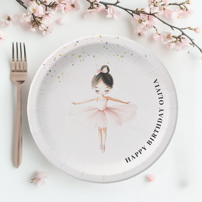 Plato De Papel Elegante cumpleaños rosado Ballerina (Subido por el creador)