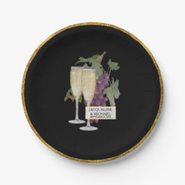 Plato De Papel Elegante decoración de compromiso nupcial Champagn