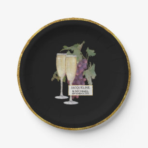 Plato De Papel Elegante decoración de compromiso nupcial Champagn