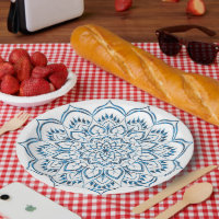 Elegante decoración de mandala azul metálico