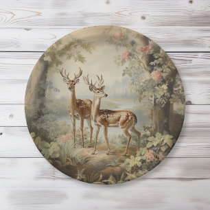 Plato De Papel Elegante Deer Antique Woodland Wildlife