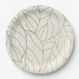 Plato De Papel Elegante deleite de hoja terrosa dorada