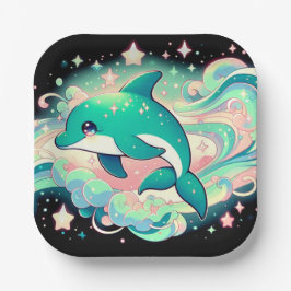 Plato De Papel Elegante delfín Baby Shower