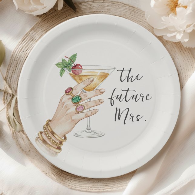 Plato De Papel Elegante Despedida de Soltera con Cóctel (Perfect cocktail theme for a sophisticated and unforgettable bridal shower.)