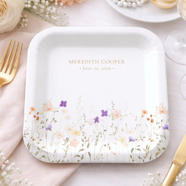 Plato De Papel Elegante Despedida de Soltera con Flores Silvestre (Subido por el creador)