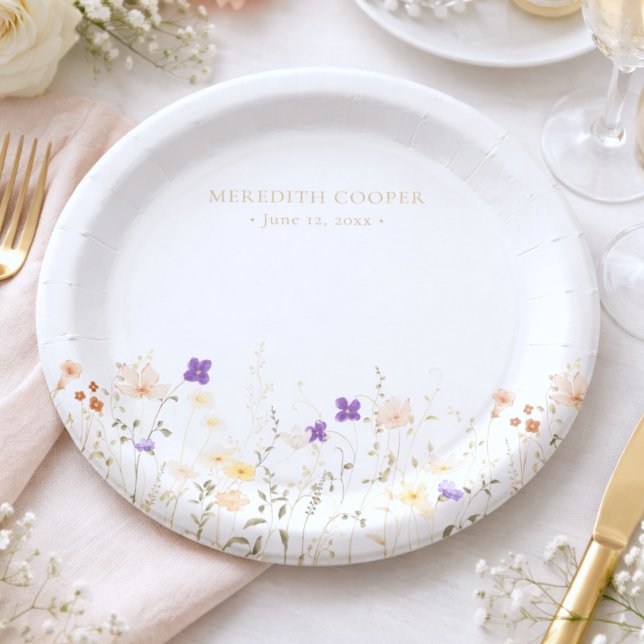Plato De Papel Elegante Despedida de Soltera con Flores Silvestre (Subido por el creador)