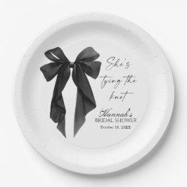 Plato De Papel Elegante Despedida de Soltera con Lazo Negro